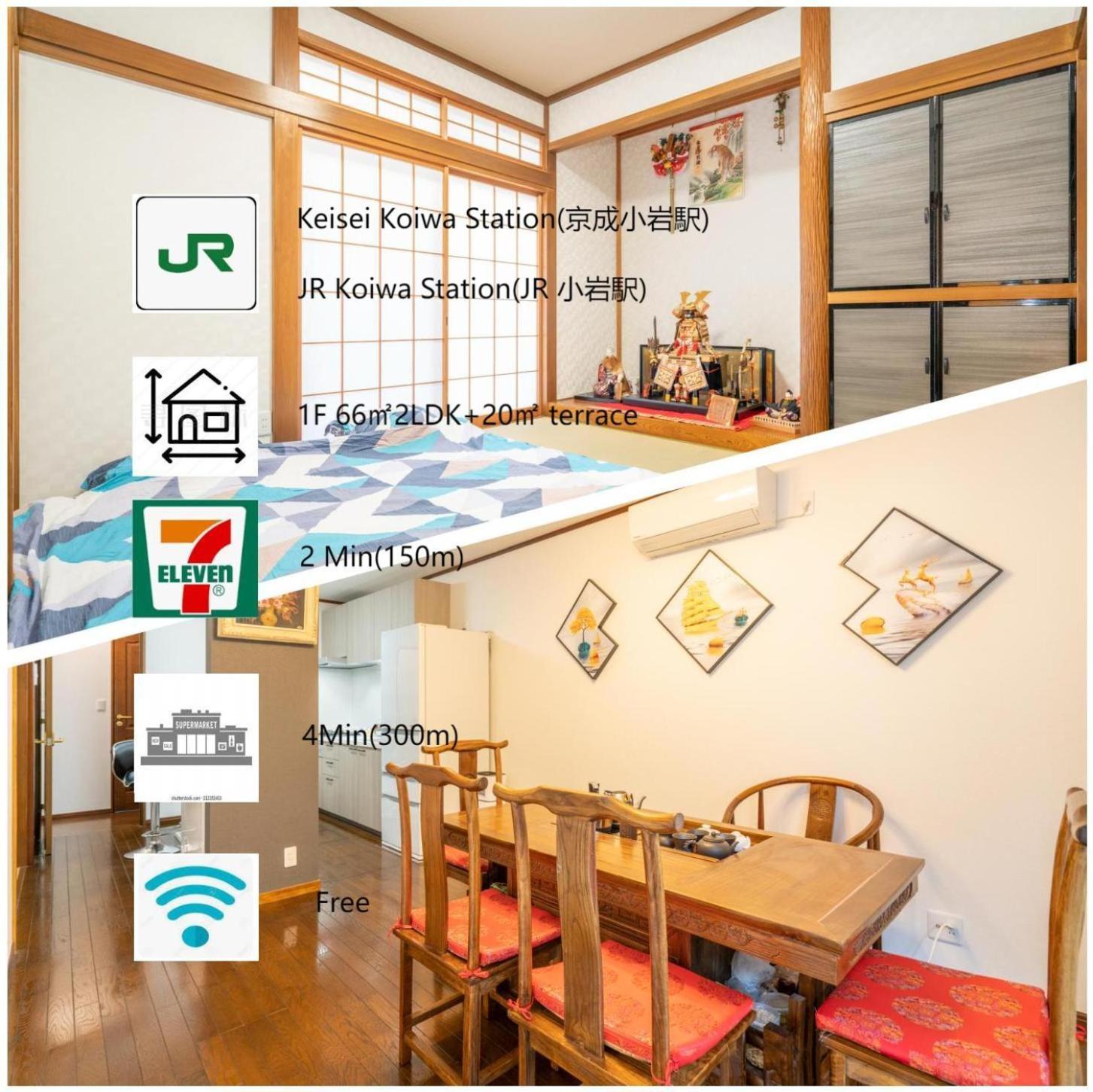 Jr 66Sqm 1F Family Suite 2Ldk Jr Koiwa-Keisei Koiwa-Asakusa-Oshiage-Shinjuku-Ueno Präfektur Tokio Exterior foto